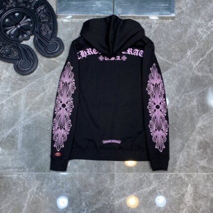 Chrome Heart Sanskrati Color Purplr Shade Black Hoodie