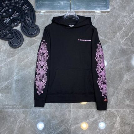 Chrome Heart Sanskrati Color Purplr Shade Black Hoodie