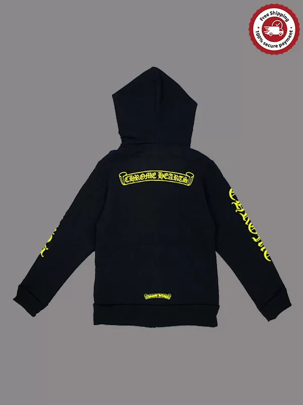 Chrome Hearts Kids Scroll Logo Zip Up Hoodie – Black Chrome Hearts Kids Scroll Logo Zip Up Hoodie – Black