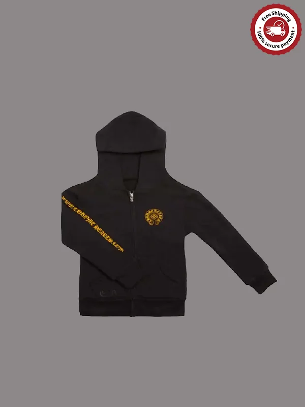 Chrome Hearts Kids Yellow Zip-up Hoodie – Black Chrome Hearts Kids Yellow Zip-up Hoodie – Black