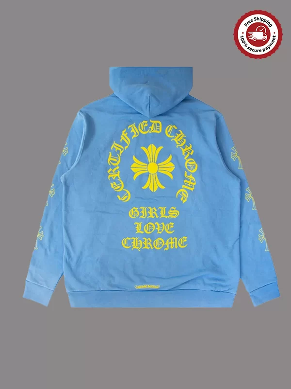 Chrome Hearts x Drake Girls Love Chrome Hoodie – Blue Chrome Hearts x Drake Girls Love Chrome Hoodie – Blue