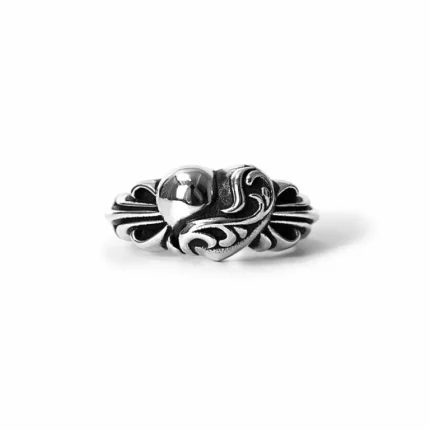 FLORAL CROSS HEART RING