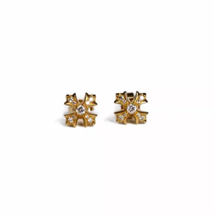 22K GOLD CH PLUS STUD EARRINGS WITH DIAMONDS